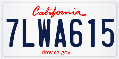 CA license plate 7LWA615