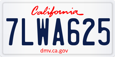 CA license plate 7LWA625
