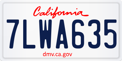 CA license plate 7LWA635