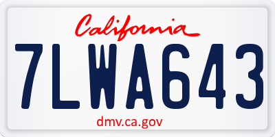 CA license plate 7LWA643