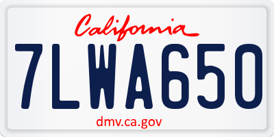 CA license plate 7LWA650