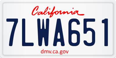 CA license plate 7LWA651
