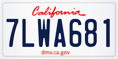 CA license plate 7LWA681
