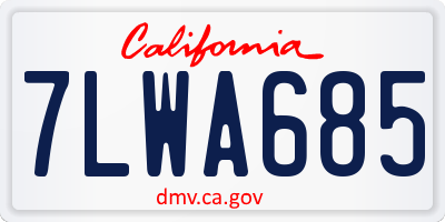 CA license plate 7LWA685