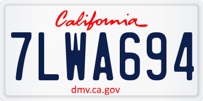 CA license plate 7LWA694