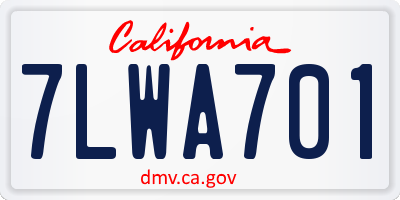 CA license plate 7LWA701