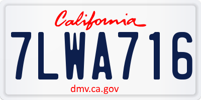 CA license plate 7LWA716