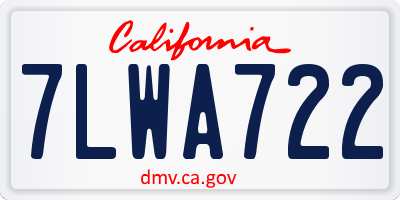 CA license plate 7LWA722