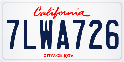 CA license plate 7LWA726