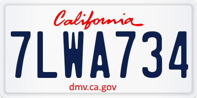 CA license plate 7LWA734