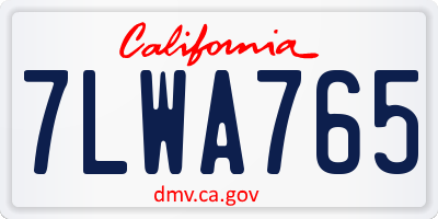 CA license plate 7LWA765