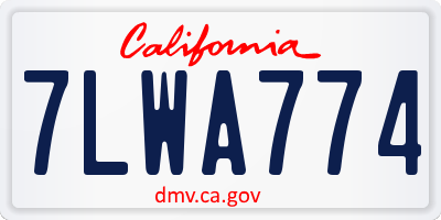 CA license plate 7LWA774