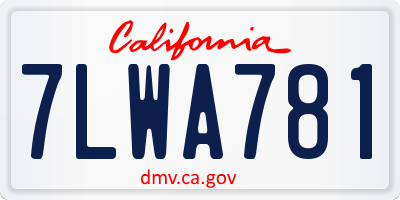 CA license plate 7LWA781