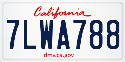 CA license plate 7LWA788