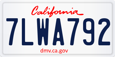 CA license plate 7LWA792