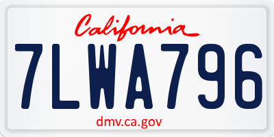 CA license plate 7LWA796