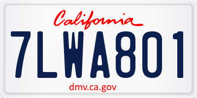 CA license plate 7LWA801