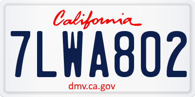 CA license plate 7LWA802