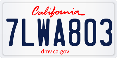 CA license plate 7LWA803