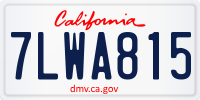 CA license plate 7LWA815
