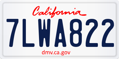 CA license plate 7LWA822