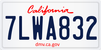 CA license plate 7LWA832