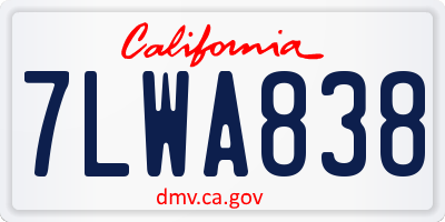 CA license plate 7LWA838