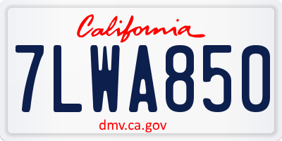CA license plate 7LWA850