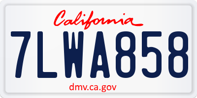 CA license plate 7LWA858