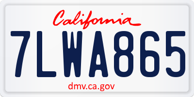 CA license plate 7LWA865