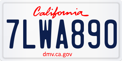 CA license plate 7LWA890