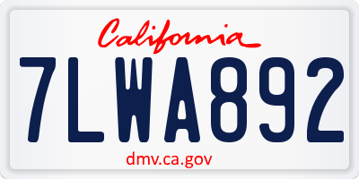 CA license plate 7LWA892