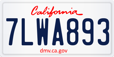 CA license plate 7LWA893