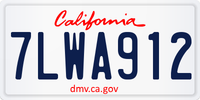CA license plate 7LWA912