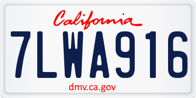 CA license plate 7LWA916