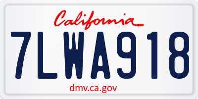 CA license plate 7LWA918