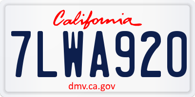 CA license plate 7LWA920