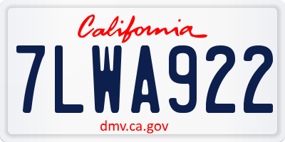 CA license plate 7LWA922
