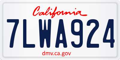 CA license plate 7LWA924