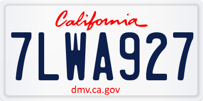 CA license plate 7LWA927