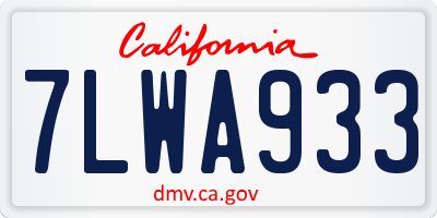 CA license plate 7LWA933
