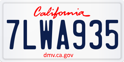 CA license plate 7LWA935