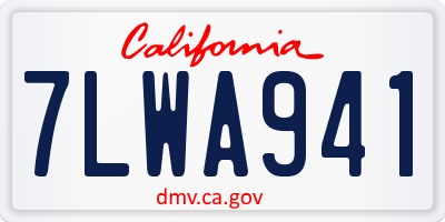 CA license plate 7LWA941