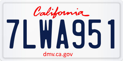 CA license plate 7LWA951