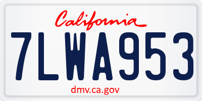 CA license plate 7LWA953