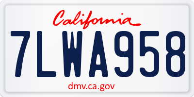 CA license plate 7LWA958