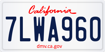 CA license plate 7LWA960