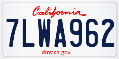CA license plate 7LWA962
