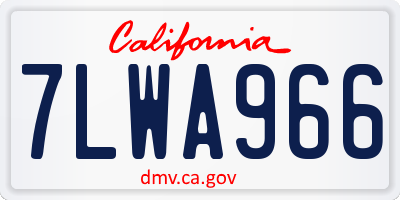 CA license plate 7LWA966