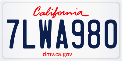 CA license plate 7LWA980